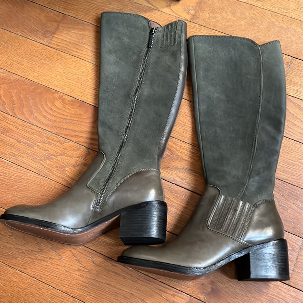 NWOT Donald J Pliner Envy olive green leather boots size 8.5 - Picture 5 of 15